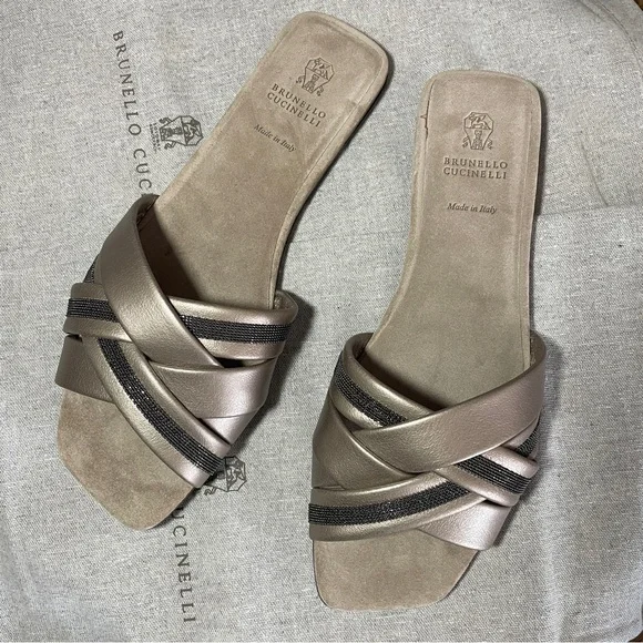 NWT Brunello Cucinelli slides sandal mule size 39(8-9US) - Picture 4 of 8